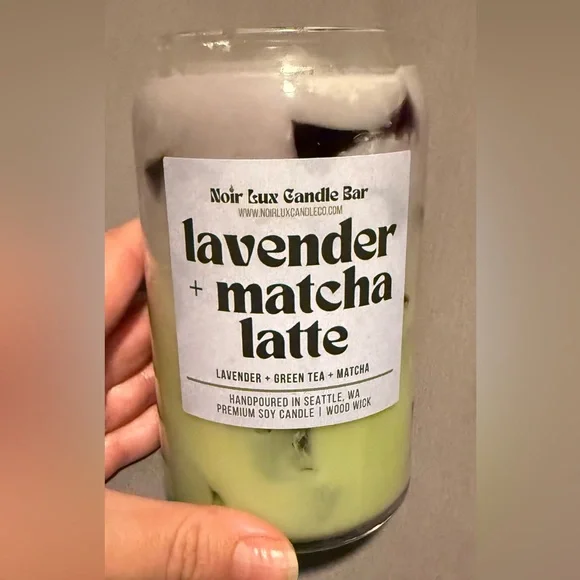 New Lavender + Matcha Latte Soy Wood Wick Candle - Picture 1 of 1